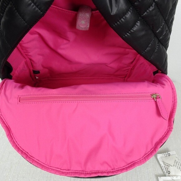 Kate Spade NY Softwear Quilted Nylon Medium Backpack Laptop Bag Black Pink NWT